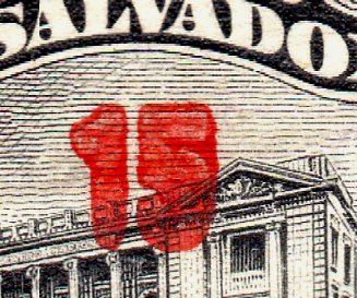 sellos timbres-poste Briefmarken stamps El Salvador 1919 Centavo surcharges on Tram Trolley Tranvia National Theatre teatro nacional 